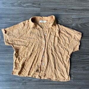 Milibon Womens Orange Terracotta Button Down Top in Small